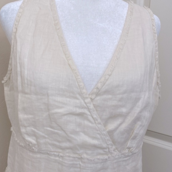 Talbot's Dress Women's Size 14 Tiered Fringe 100% Linen Career flirty Romantic - Picture 5 of 13